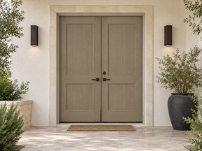 Double front door kit in Drift Wood stain by Retique It, featuring realistic wood grain texture for a stylish exterior door finish.