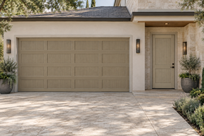 Retique It Wood'n Door Kit in Drift Wood stain showing a front and garage door with natural wood grain finish.