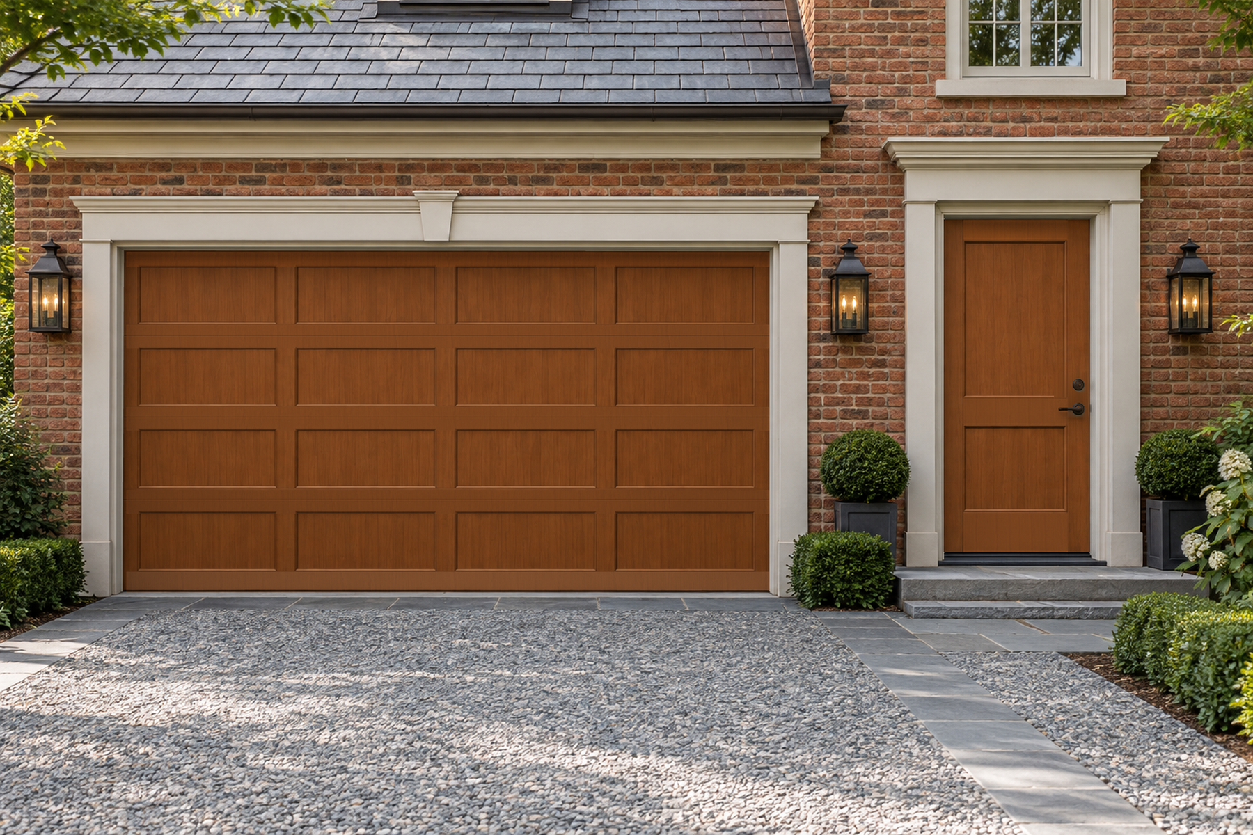 Retique It Wood'n Door Kit stain for cedar garage and front doors, showcasing natural wood grain and rich cedar color.