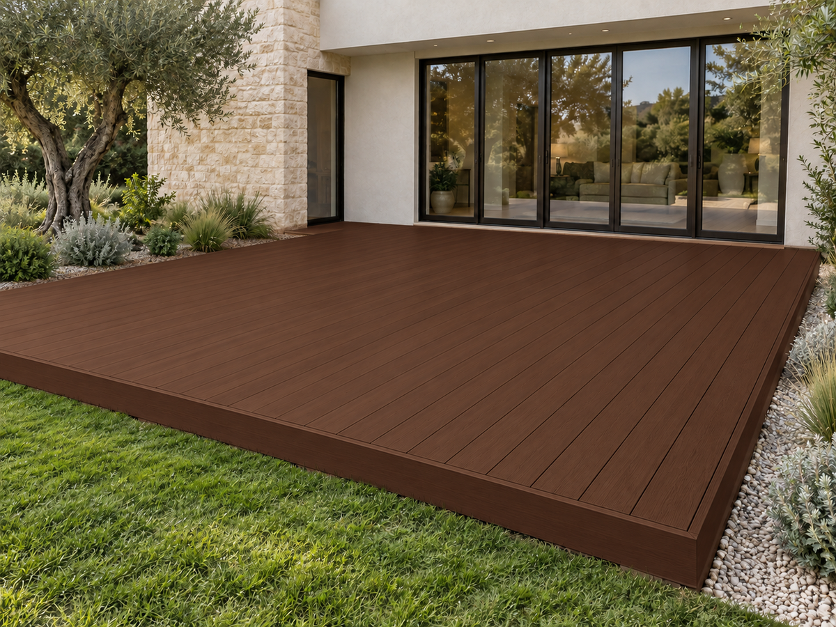 Retique It Java Decking Wood'n Kit stain showing a natural wood grain finish on a deck surface.
