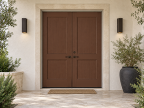 Retique It Wood'n Finish Java double front door kit with stained wood grain finish, showcasing natural wood texture and double door design.