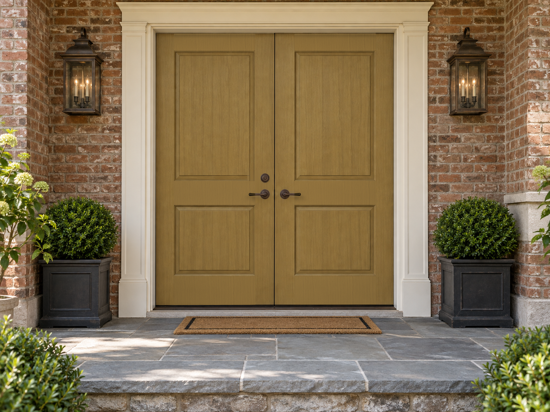 Retique It Wood'n Finish Old Oak double front door kit with natural wood grain stain and classic oak appearance.