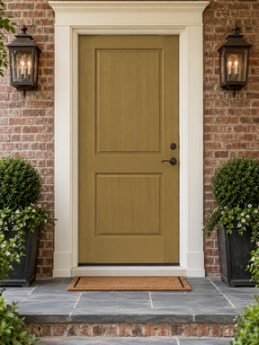Retique It Wood'n Finish Old Oak front door kit with stained wood grain, showcasing a single door with rich oak finish and detailed texture.