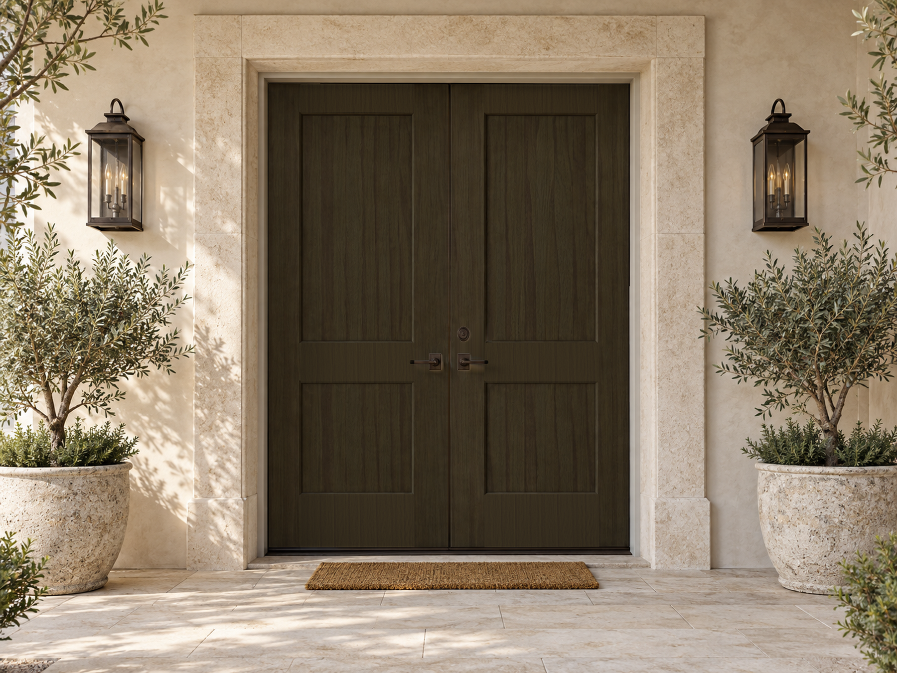 Retique It Wood'n Finish front door kit featuring double charcoal stained wood grain design for stylish exterior doors.