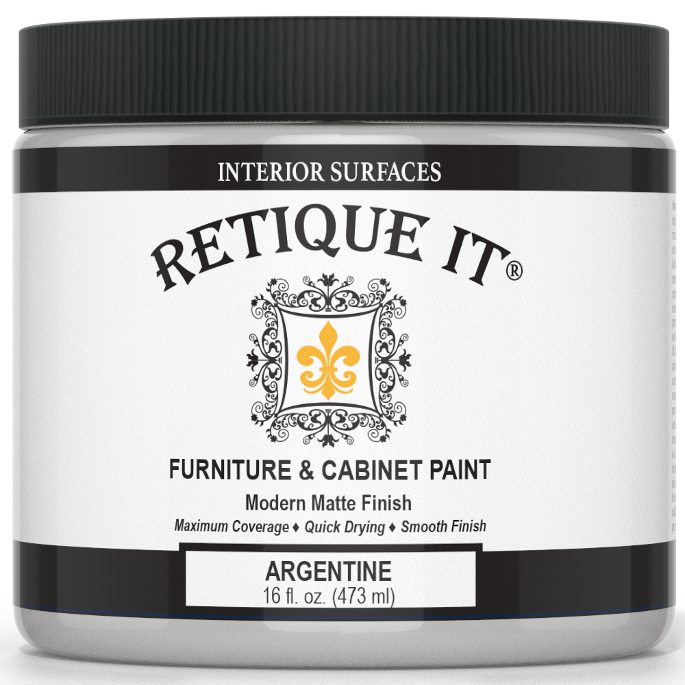 Jar of Retique It furniture and cabinet paint with black and white label