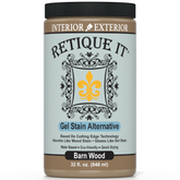 Retique It Gel Stain in Barn Wood, showcasing a rich, textured wood finish perfect for furniture and cabinetry projects.