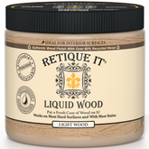 Retique It® Liquid Wood Light interior paint applied on a wall, showcasing a natural wood finish with a smooth, textured appearance.