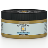 Retique It Gel Stain in Old Oak, showcasing a rich, natural wood finish on a stained wooden surface.