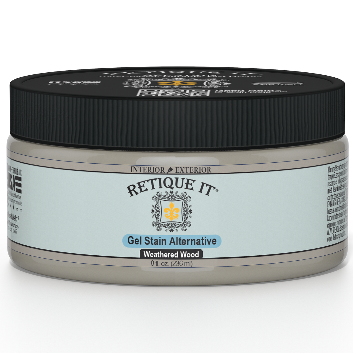 Retique It Weathered Wood Gel Stain applied to a wooden surface, showcasing a rustic, weathered finish with natural wood grain.