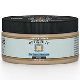 Retique It Gel Stain in Pecan, showcasing a smooth application on wood surface with rich, warm wood tone.