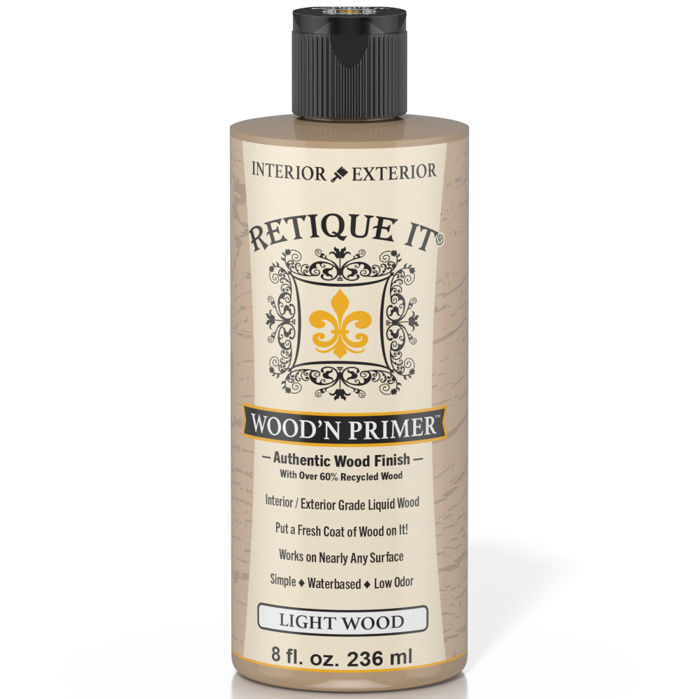 Bottle of Retique It Wood'n Primer on a white background