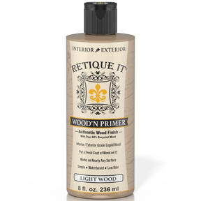Bottle of Retique It Wood'n Primer on a white background