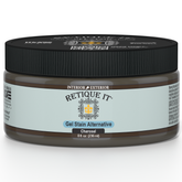 Retique It Gel Stain in Charcoal, showcasing a smooth, dark stain applied to wood for a rich, modern finish.