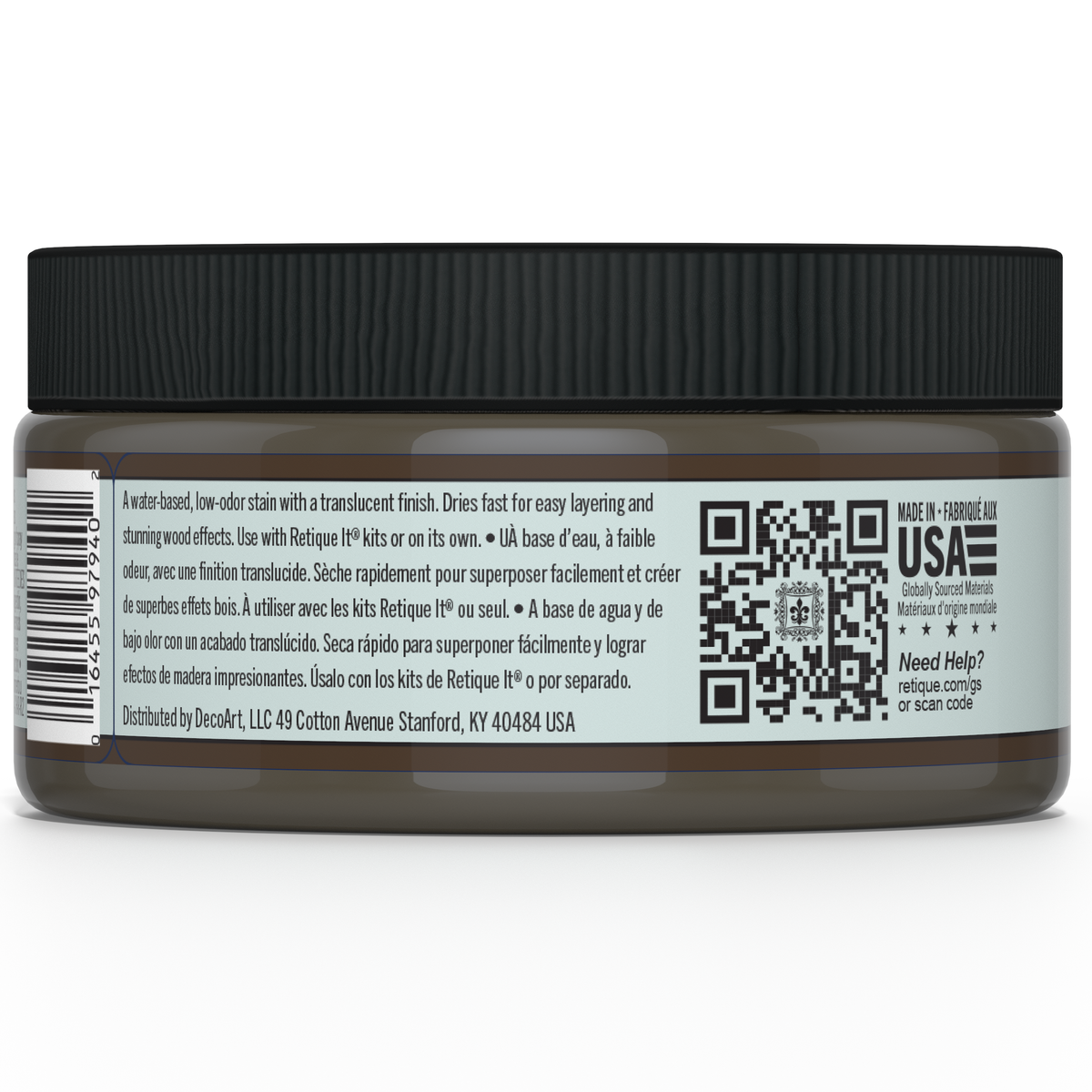 Retique It Gel Stain in Charcoal, showcasing the smooth, dark wood finish applied with the stain on a wooden surface.