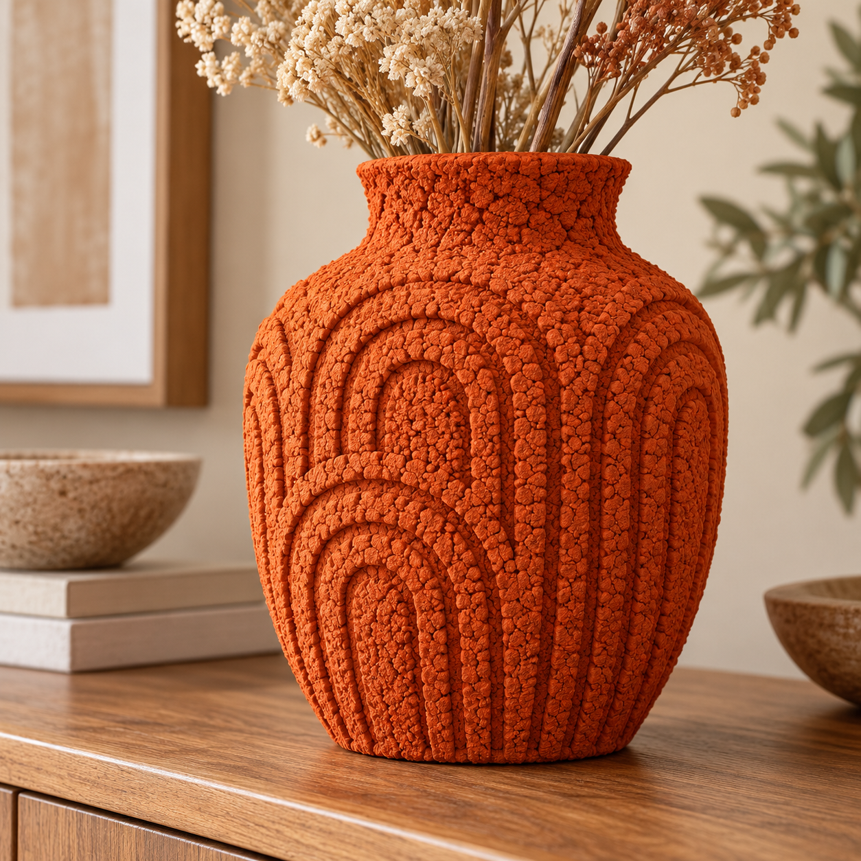 DecoArt Bloom Texture Paint in Molten Ochre applied to home decor surface