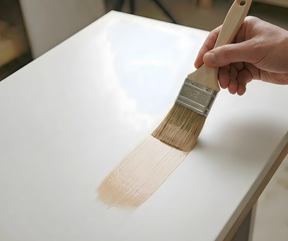 Retique It Universal Liquid Wood Kit in Light Wood applied to MDF surface, showcasing wood grain and finish for furniture restoration.