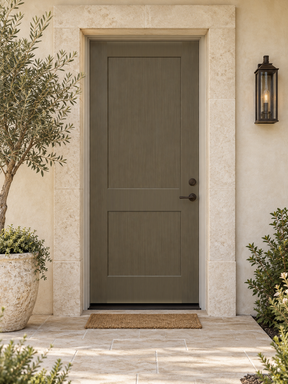 Retique It Wood'n Door Black Walnut stain kit applied to a smooth finished door, showcasing rich black walnut color and sleek surface.