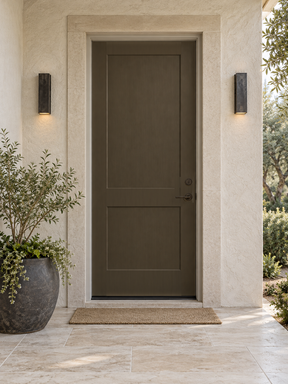 Retique It Wood'n Door Smooth Finish Kit in Charcoal applied to a single door with a sleek, smooth stained surface.
