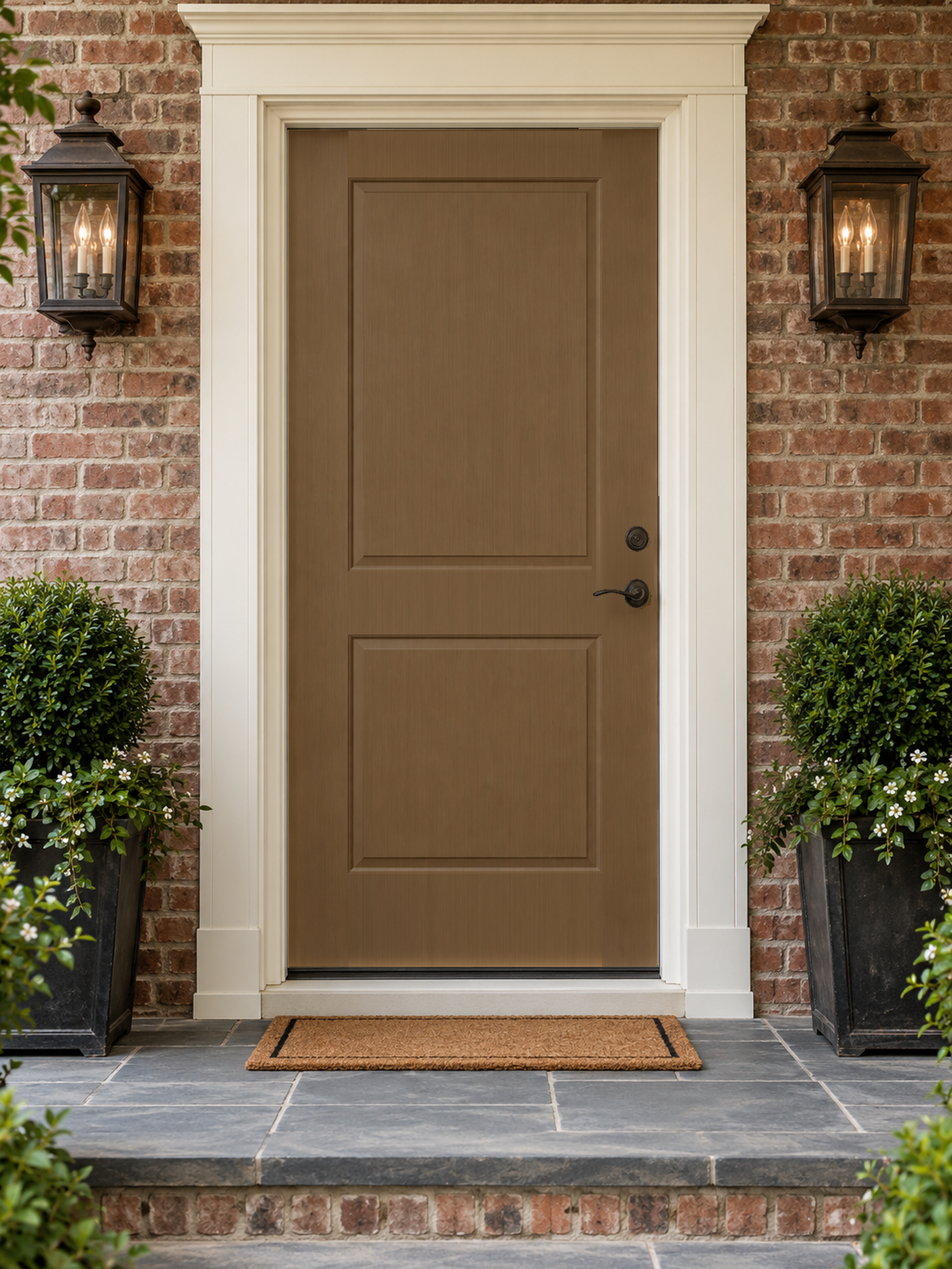 Dark oak wood door stained with Retique It Wood'n Door Smooth Finish Kit, showcasing a sleek, polished dark oak stain on a single door.