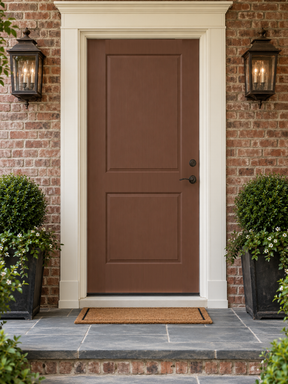 Retique It Wood'n Door Smooth Finish Kit in Java stain applied to a single door for a sleek, natural wood look.