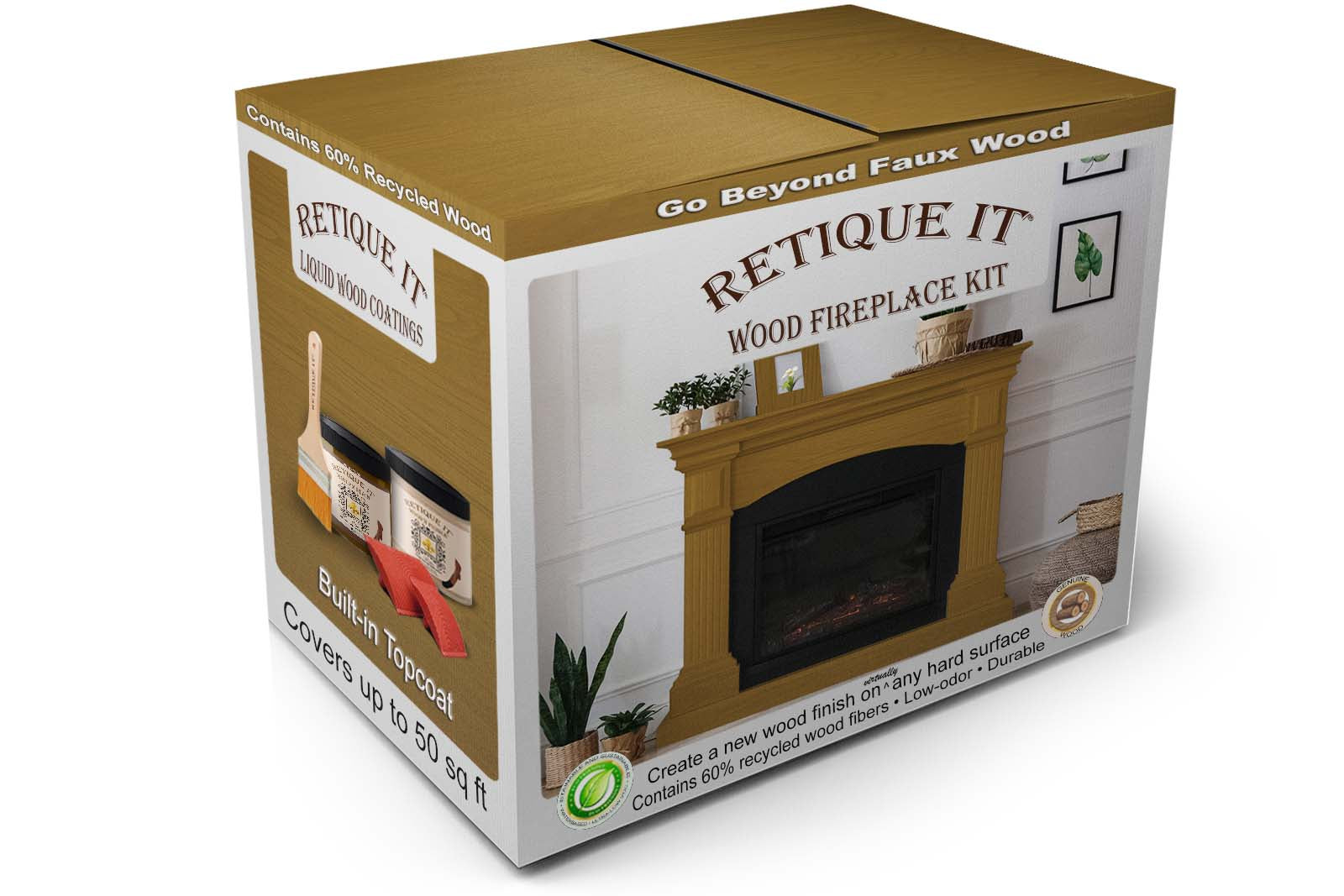 Fireplace Wood'n Finish Kit (Full Fireplace) - Dark Pecan